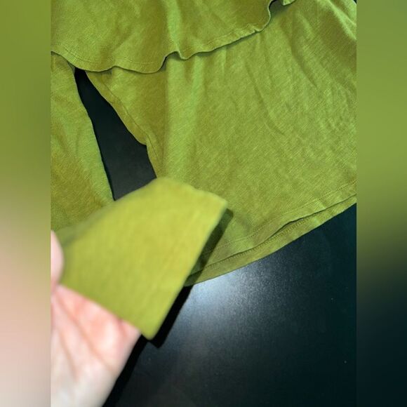 Postmark Anthropologie Olive One Shoulder Ruffle Top Size Medium EUC boho fairy - Picture 3 of 7